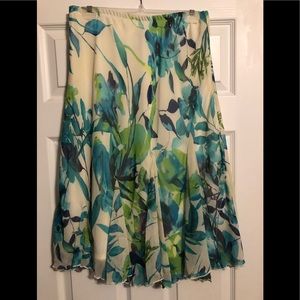 Notations Tropical Print Flared Midi Skirt
